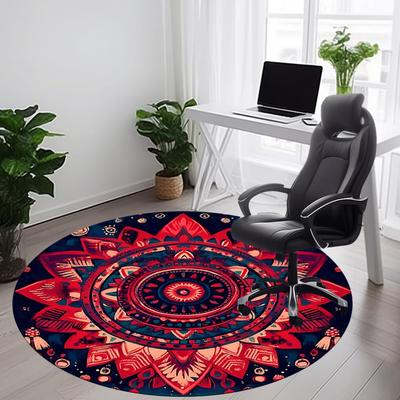 1PC Mandala Artwork Office Round Rug, Non Slip, Soft and Durable Office Rug for Interior Decoration, Perfect for Office
