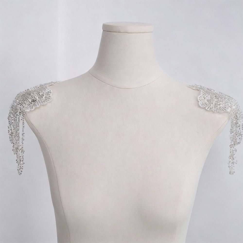 Pearl Embroidery Shoulder Ornaments Handmade Diamond Binding Beads Embroidery Patch Sequince Beaded Gold Embroidery