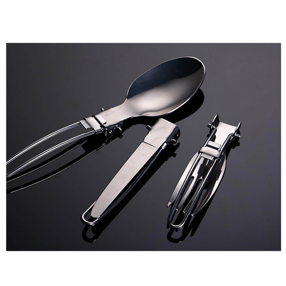 3pcs Stainless Steel Cutlery Set Folding Spoon Fork Cutter Dinnerware for Outdoor Camping Picnic Home Kitchen