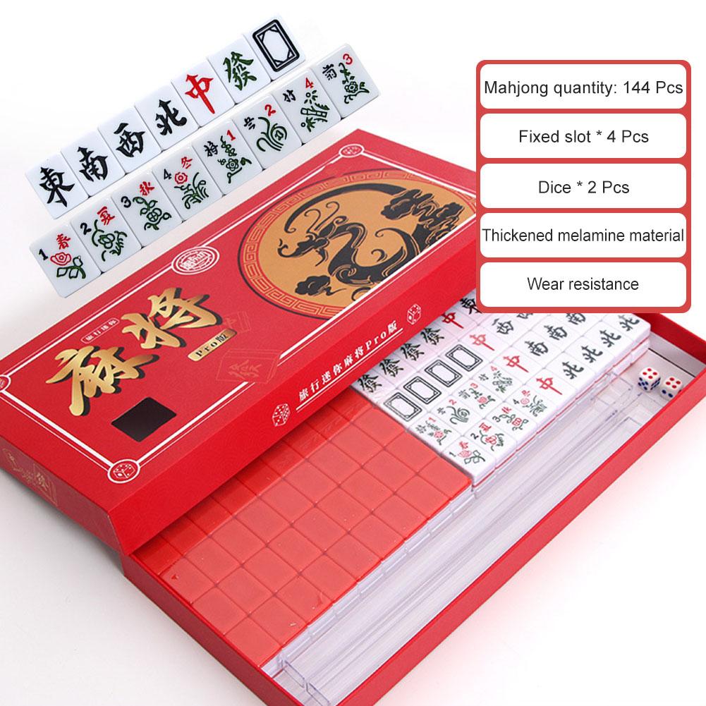 Tragbares Mini-Mahjong-Set Sturzfest Logik Denkspiel Puzzle Brettspiel Schach und Karten Geschenk für Freunde Familie
