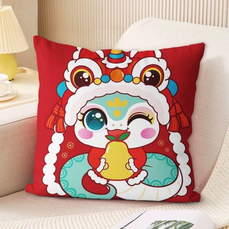 New Snake Double-sided Pillow Red Super Soft Cushion Zodiac Sofa Living Room Festive Decorative Cushion