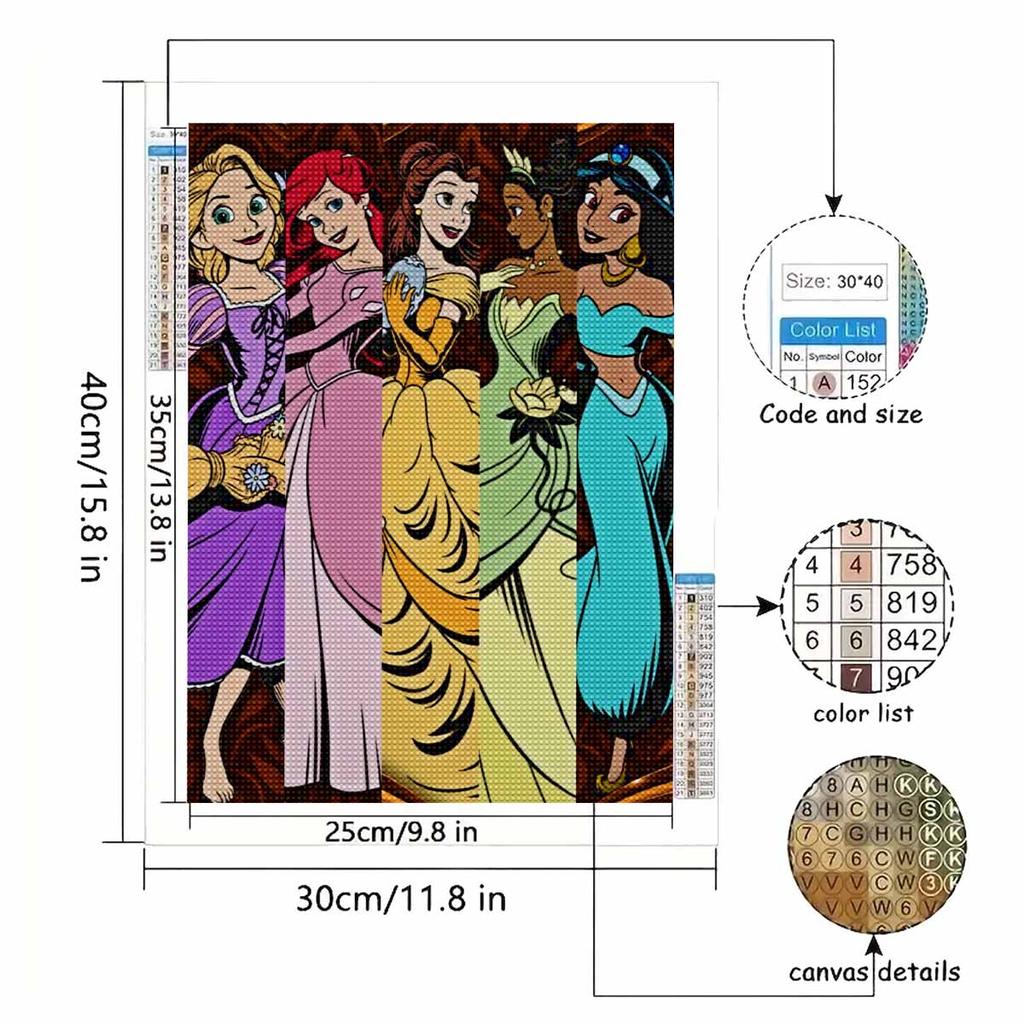 5D Diy Diamond Painting Lovely and Beautiful Princesses Full Drill Rhinestones Mosaic Embroidery Handmade Products Home Decor Gift