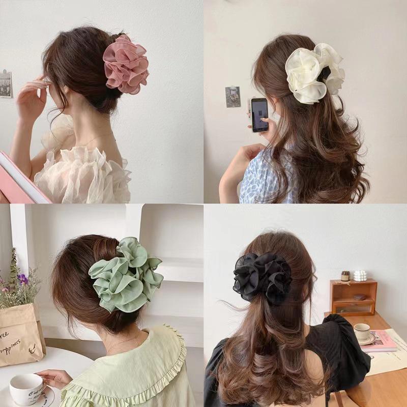 Korean Large Floral Design Hair Clip - Summer Shark Clip for Women