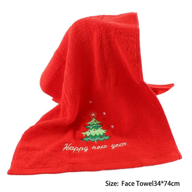 New Navidad Xmas Face Towel Christmas Decor Red Santa Claus New Year Gift Home Bathroom Washing Hand Face Towel Cloth Man Woman