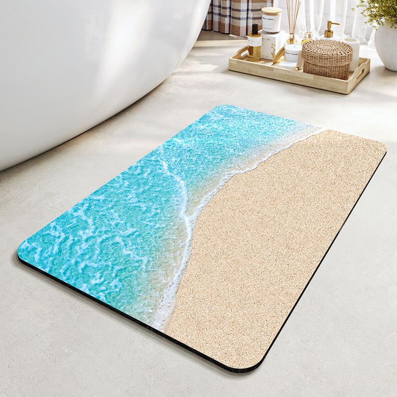 1Pc Diatom Mud Floor Mats Absorbent Quick-drying Bathroom Floor Mats Household Bathroom Wear-resistant Non-slip Foot Mats