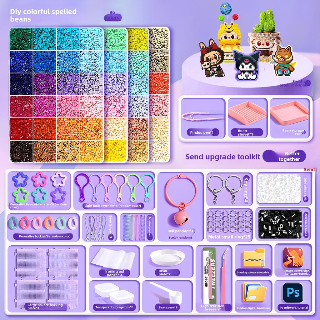 שק חומרים DIY להכנה עצמית של שעועית פינדו, סט מלא של צבעי MARD תלת-ממדיים מותכים, כלים, שק נייר גיהוץ