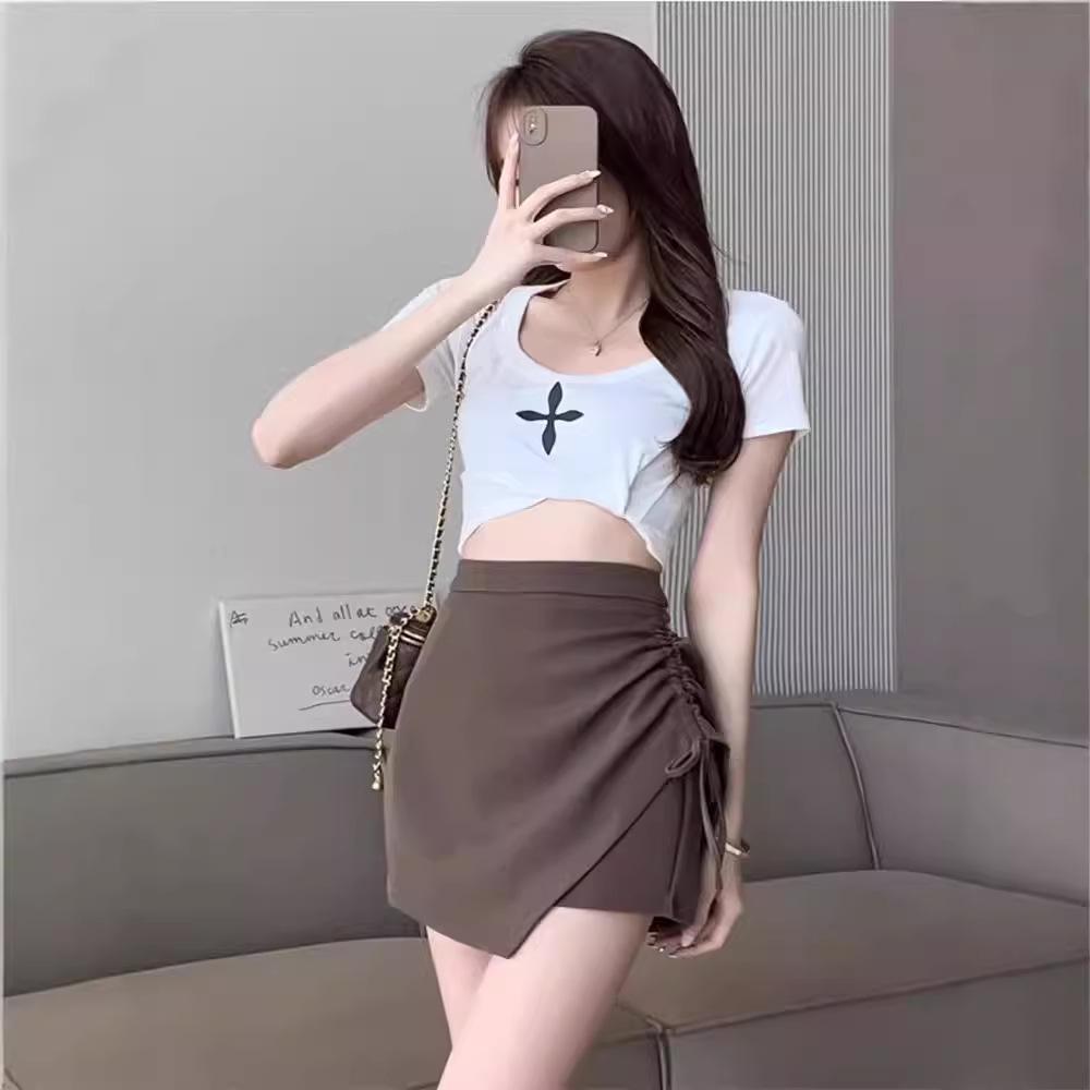 

Spring 2024 Women s Pleated A-line High Waist Bodycon Midi Skirt XS