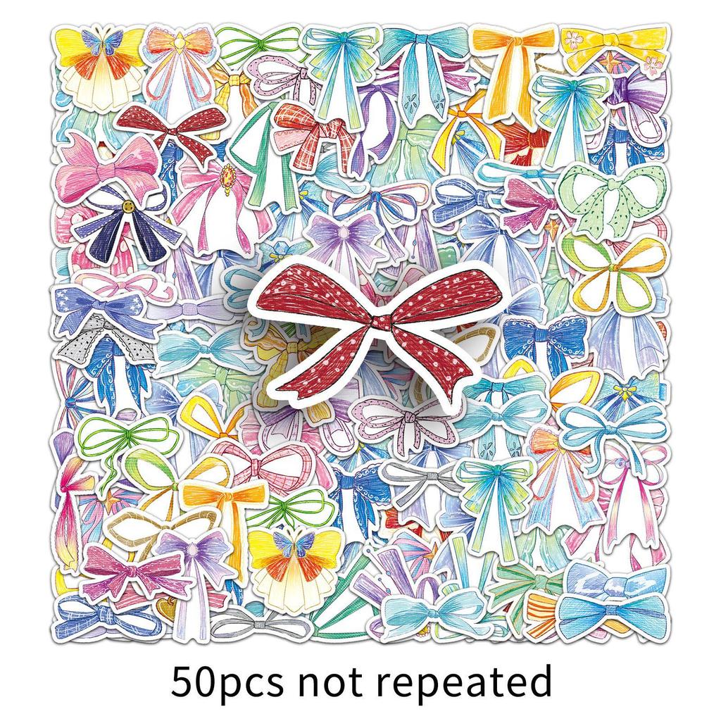 50 Creative Bow Cartoon Stickers for Phone Cases and Journals