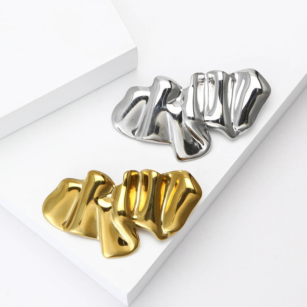 Luxury Metals Waves Brooches for Women Unisex Stainless Steels Pins Banquets Party Backpack Gifts Jewelry Accessories