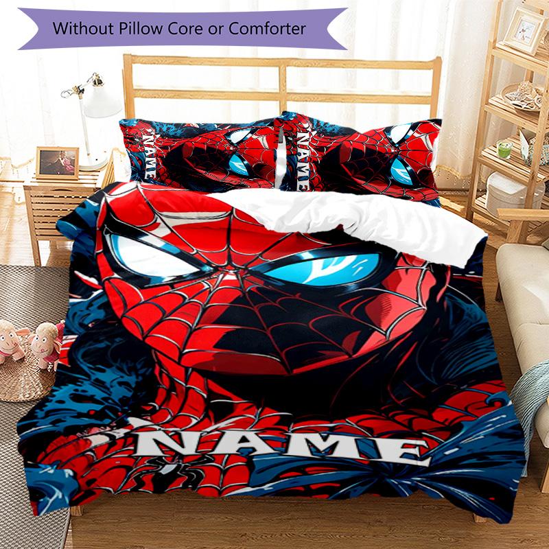 3pcs Spider Man1 Cover Set - Personalized Name, HD Printed Bedding with 1 Cover and 2 Pillowcases - Perfect for Home Decor, Easy Care