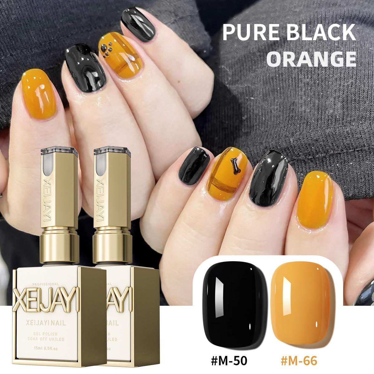 

2025 Classic Gel Polish Duo: Black & Vibrant Orange for Salons