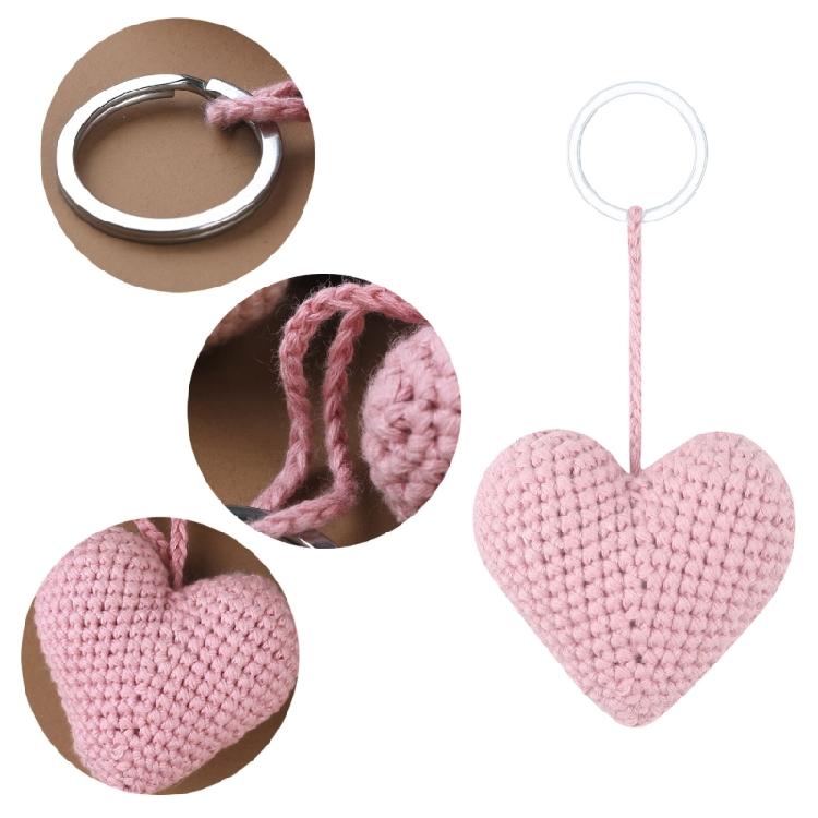 Cotton Loves Heart Crochet Hook Toy Pendant Keychain for Valentines Day Decor