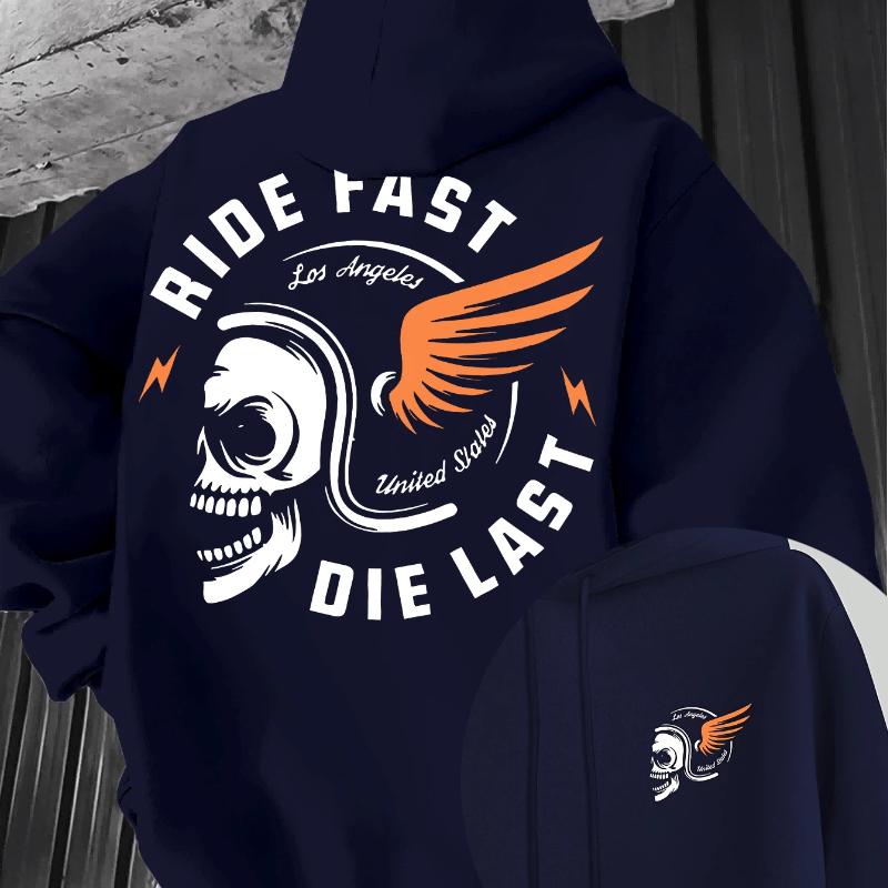 Happy Riding Letter Pattern Print Men'S Outdoor Clothing, Suitable for Outdoor, Travel Hoodies