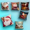 Cute s-Santa Claus Tree-es Pillow Case Square Double-Sided Printing Short Plush Sofa Cushion Cover Bedroom Bedside Pillow
