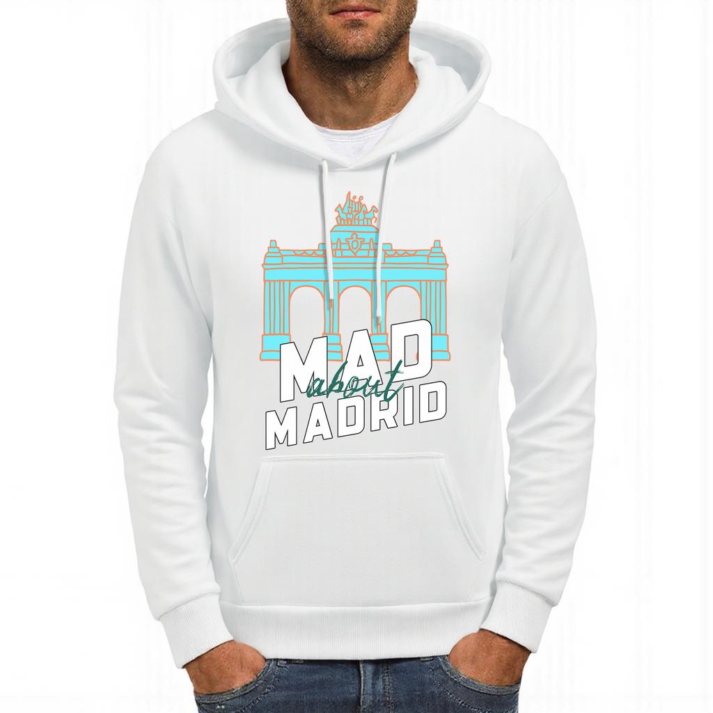 Madrid Alcala Sliding Door Printing Mens Hoodies Hip Hop Loose Unisex Streetwear Casual Pocket Hoody Autumn Fleece Male Pullover