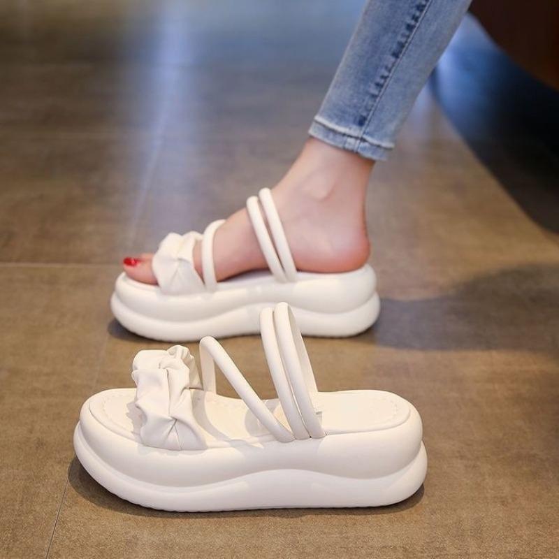 Flip-flops with Thick Soles, New Style, Beach Slippers, Soft Heel Heightening Sole, Women's Shoes