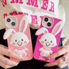 Cartoon Cute Rabbit Phone Case Compatible for iPhone 14 13 12 Pro Max 11 7 Plus Pink Stereoscopic Silicone Protective Cover