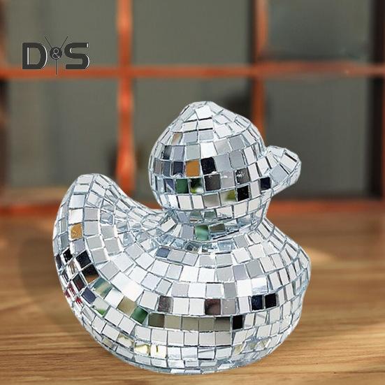 Płytki lustrzane Disco Figurka kaczki Mała kaczka Statua Rzeźba zwierzęca Domowe biuro Półka na książki Dekoracja pulpitu Ozdoba Prezent świąteczny