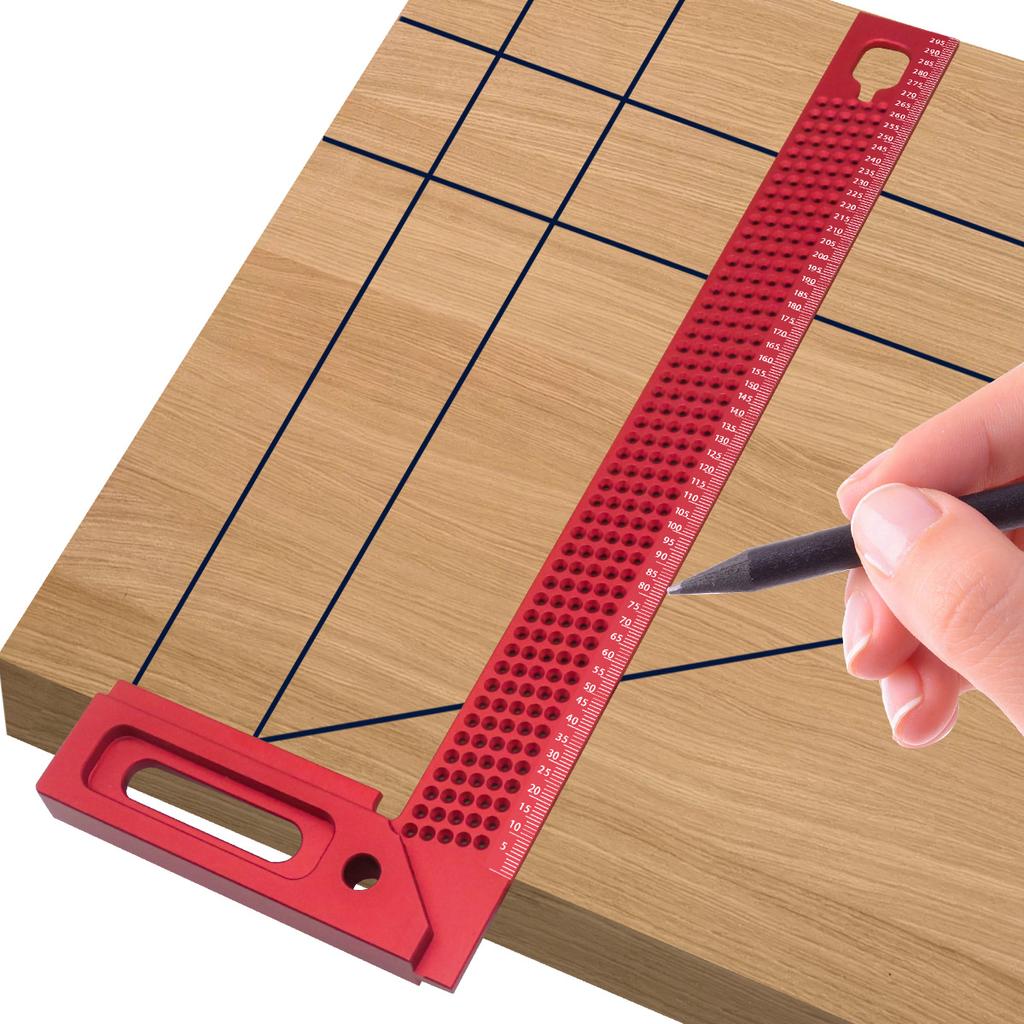 Precision Aluminum T-Type Woodworking Mitre Square Scribe Tool for Framing Carpentry Marking and Cross Scribing Applications