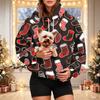 Damen Mode Weihnachtsdruck Hoodie mit Haustier-Tasche, Lässiger Pullover für Feiertagskleidung