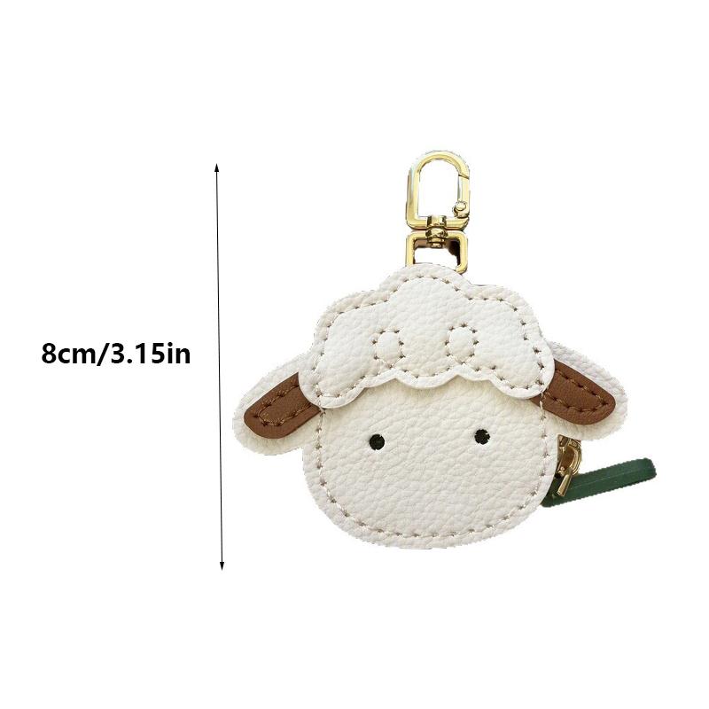 Fashion Cute Faux Leather Sheep Keychain Goat Cartoon Bag Pendant Zipper Mini Wallet Bag Charm Female