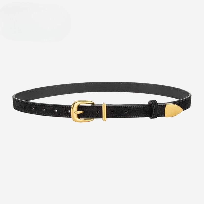 Frosted Reverse Velvet Women's Genuine Leather Belt Pin Buckle Versatile Jeans Casual Pants Decorative Belt Women's Style