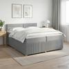 Box Spring Bed with Mattress Light Gray 200 X 200 Cm Fabric