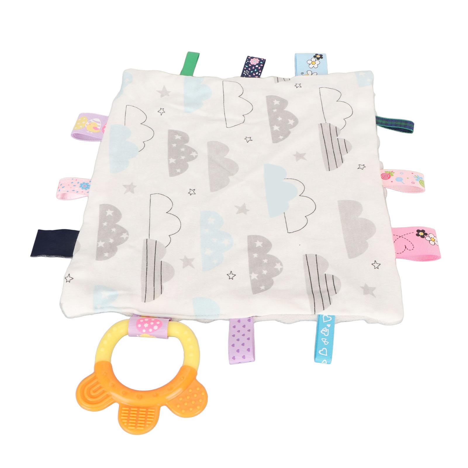 

Детские бирки Плед безопасности Мягкий хлопок Милый облачный узор Успокаивающий сенсорный плед с прорезывателем