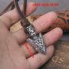 Fashion Valkenut Viking Spear Pendant Necklace with Genuine Leather Chain, Men's Gift