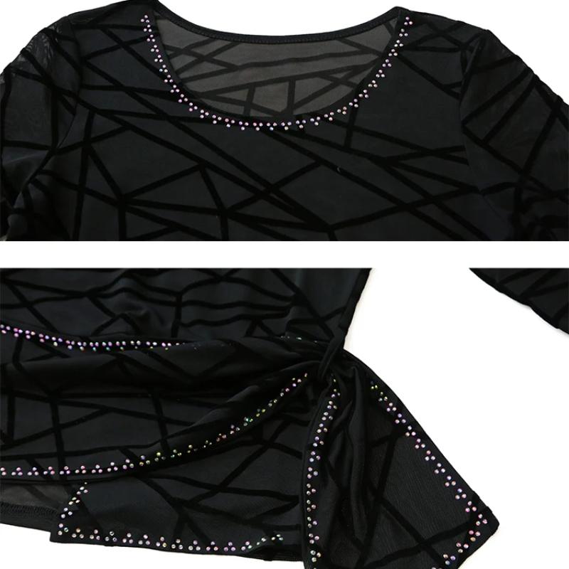 New Long Sleeve Striped Flocking T-shirt Women's O-Neck Hot Diamonds Tees Fashion Irregular Elastic Slim Tops Shirts