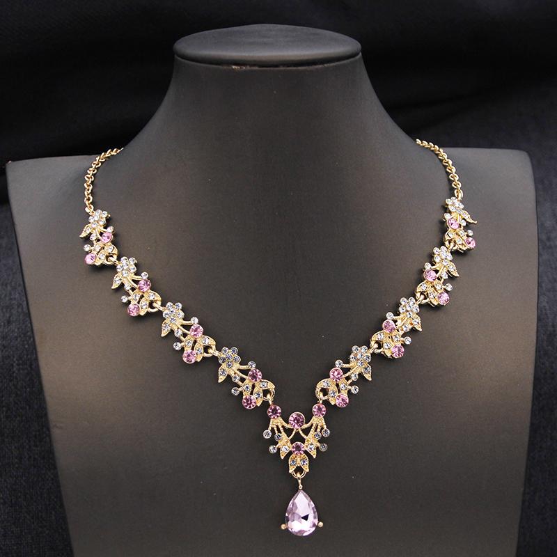 Quality Blue Tiaras and Crowns Bridal Jewelry Sets for Women Prom Wedding Crown necklace earrings Set Costume Accessories