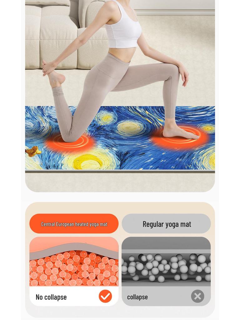 Electric Heated Non-Slip Yoga Mat - Quick Heat, Extra Wide & Long for Indoor Home Fitness