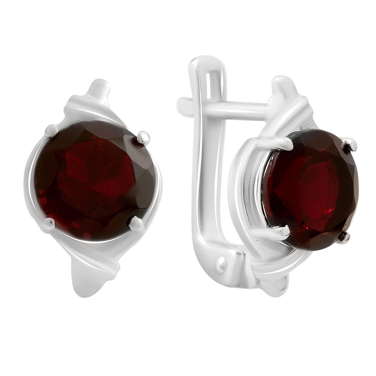 

Silver earrings with artificial garnet nano 3.425ct (60002410) темні цукерки apple червоний колір