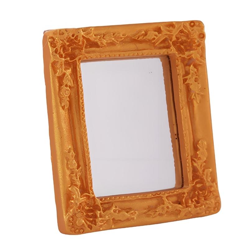 Antique Doll House Mirror Model Figure PVC Miniature Furniture For Children Pretend Play Classical Home Scene Decors