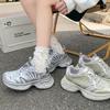 Thick-soled dad shoes women's 2025 spring new versatile breathable mesh heightening lightweight casual sports running shoes