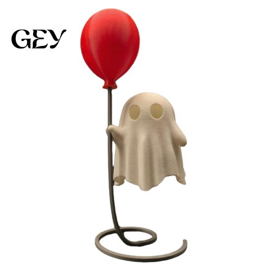 Ghost With Balloon Decoration Cute Figurine with Balloon, Warm LED Night Light, Soft Glowing Lamp Halloween for Bedroom Desk Table Centerpiece