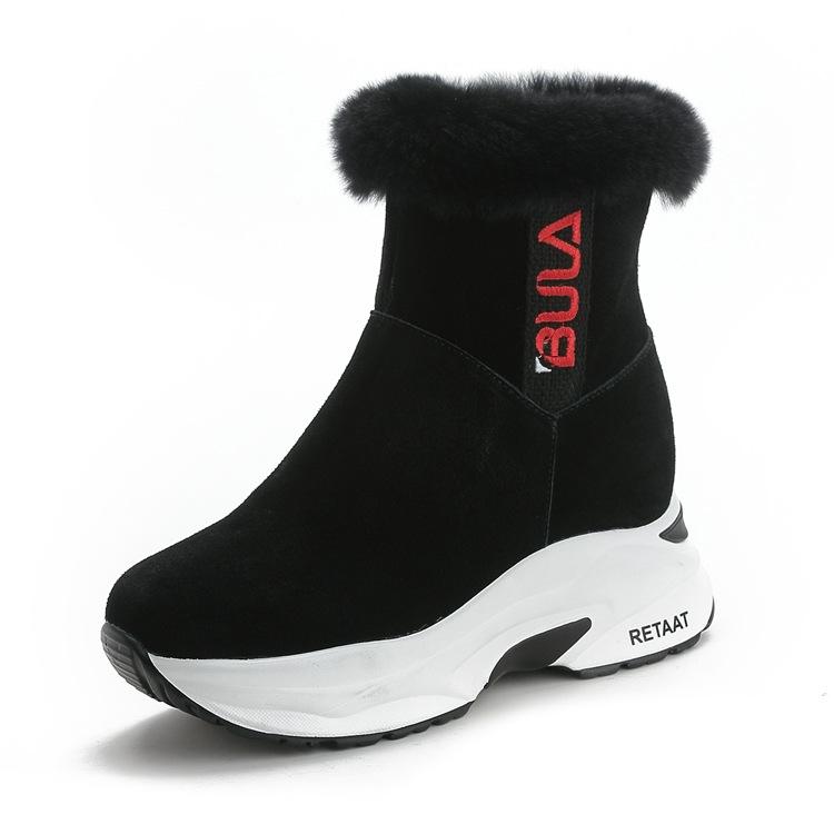 thick-soled snow boots for women, winter versatile casual slope heel velvet and cotton, inner height-increasing cotton shoes for women