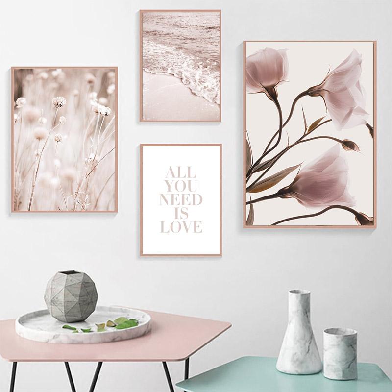 Nordic morela kwiaty obraz ścienny na płótnie pejzaż morski dziewczyna ślubna fale plakaty i druki zdjęcia do wystroju salonu