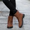 Modische Herren Winter Warm Flach Schnürung Lässig PU-Leder Schneestiefel Für Stilvollen Komfort