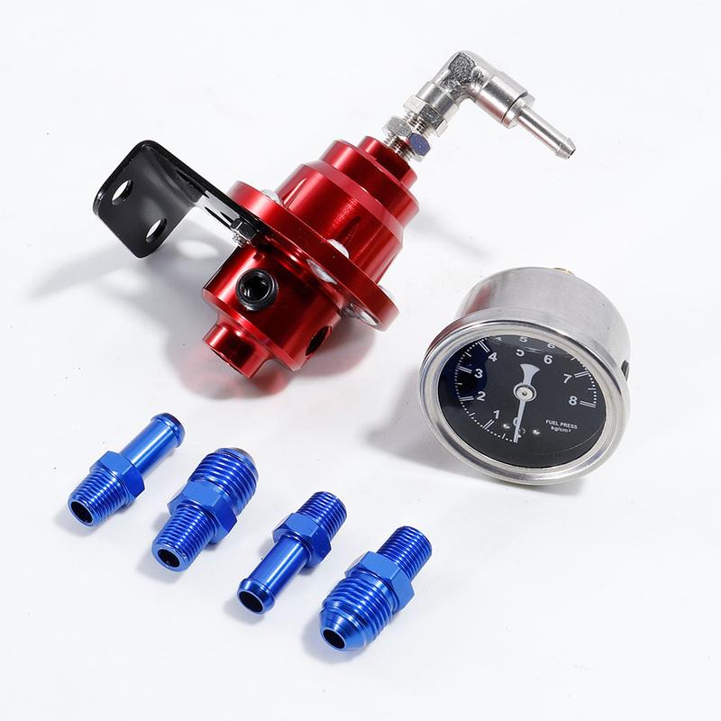 Adjustable Fuel Pressure Regulator Car Accessories Vehicle Refitting Fuel Supercharger Universal with Gauge Kit Blue/Red/Black