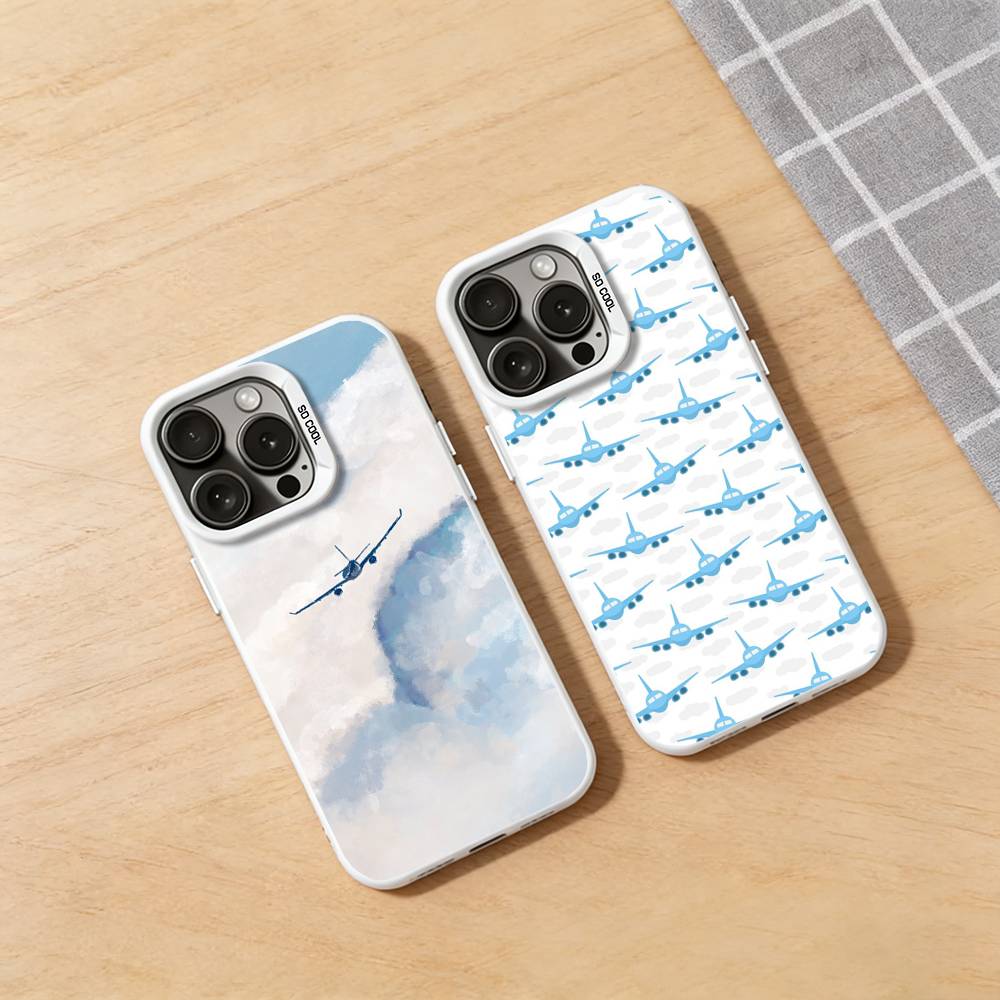 Premium Airplane Pattern Phone Case for iPhone 17 16 15 14 13 12 11 Pro Max Air 8 7 Plus X XR XS Max TPU Bumper