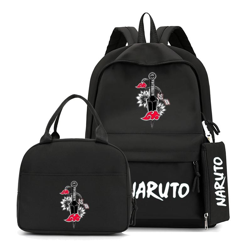 3Pcs/set Anime Naruto Backpack with Lunch Bag for Girl Boy Student Back To School Bookbag Schoolbag Men Women Leisure Travel Bag