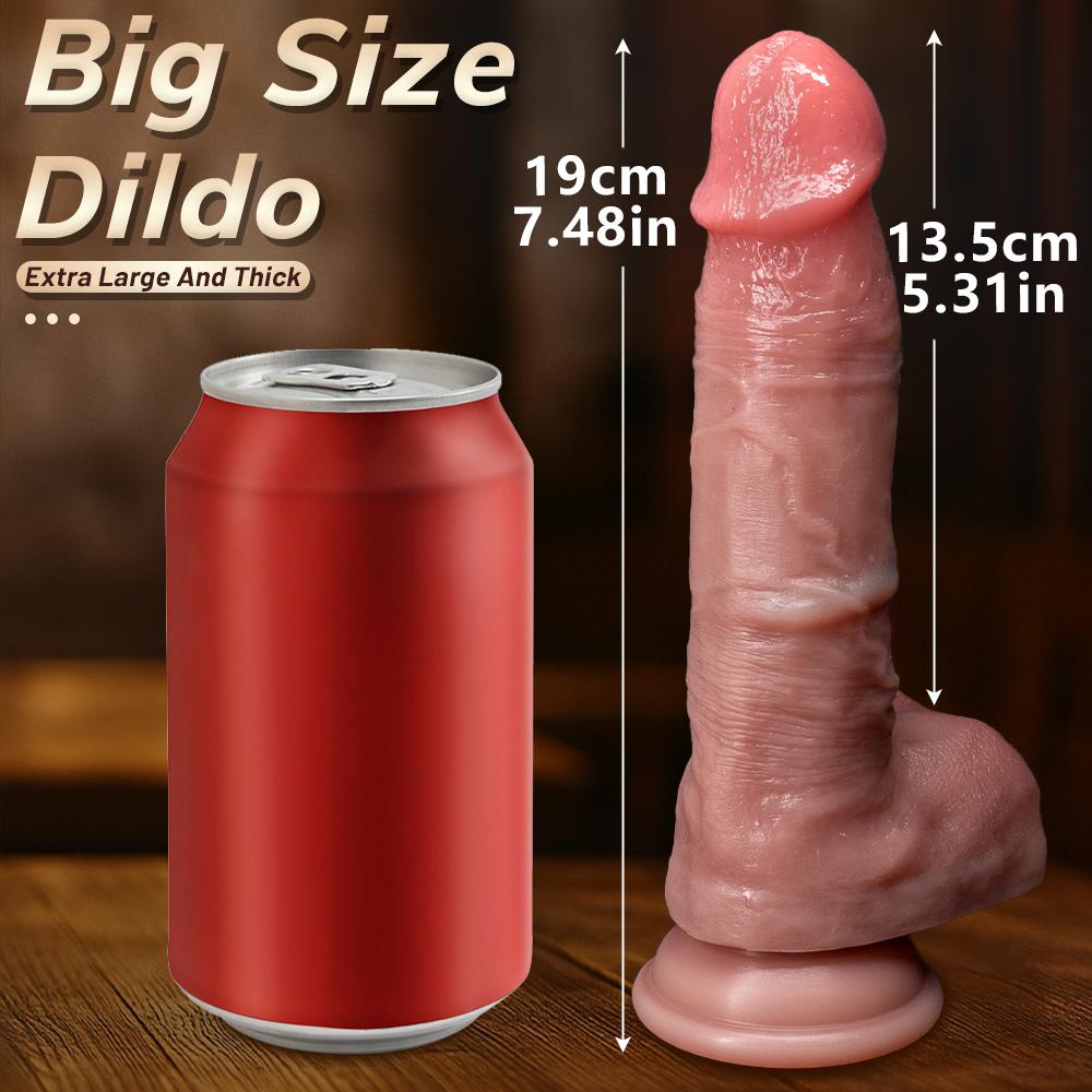 7.48Inch/19cm Silicone Dildo with Powerful Suction Cup Realistic G Spot Hands-Free Soft Penis for Women Lifelike Curved Realistic Anal Dildo Sex Toy