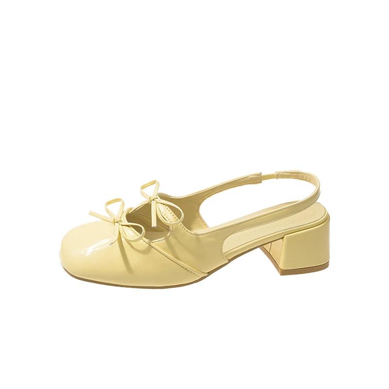 Pantofi Mary Jane de damă Vară Nou Cap Bao Toc Gros Sandale cu Fundă Sandale Casual de Modă cu Barete