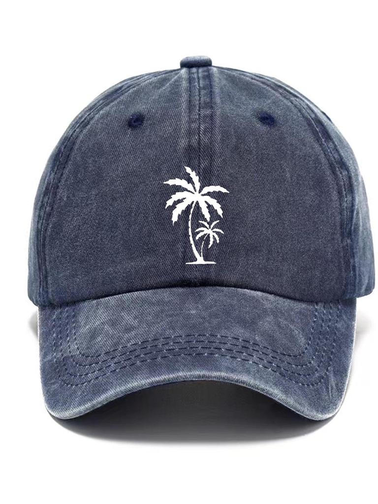 Men's Retro Distressed Washed Cotton Baseball Cap - Soft Top Duckbill Hat with Print