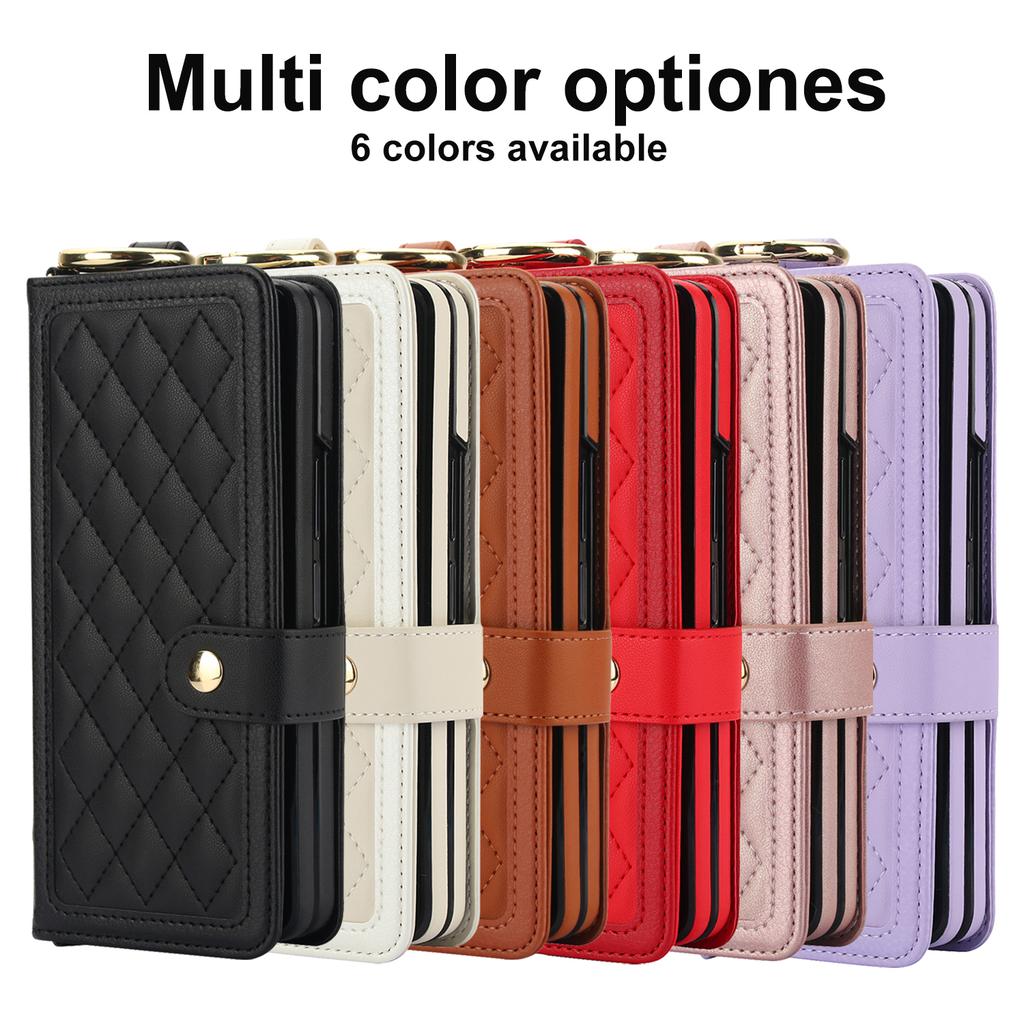 Crossbody Cards Solt Wallet Leather Ring Hold Case For Samsung Galaxy Z Fold 6 5 4 3 5G Wristband Strap S Pen Holder RFID Cover