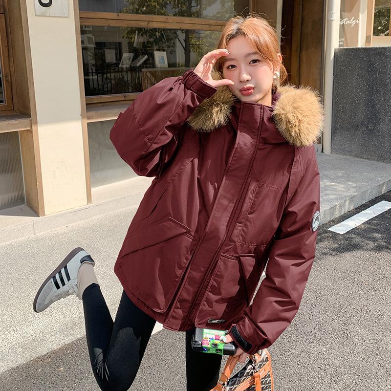 Tooling down cotton-padded pie overcomes women's short short winter fur collar thickened cotton-padded jacket tide