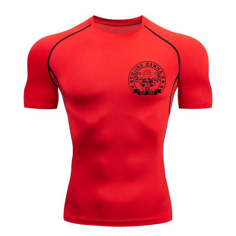 Baki Print Compression Shirts for Men Athletic Quick Dry Tshirts Tees Tops Gym Workout Fitness Undershirts Baselayers Rash Guard