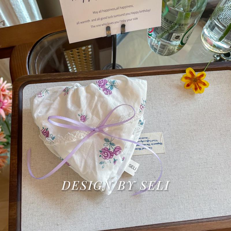 Purple Floral Lace Trim Scrunchie - Elegant French Retro Hair Accessory