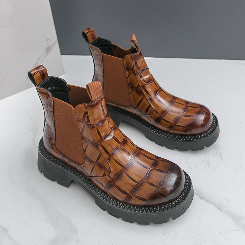 Fashion Winter Men Business Chelsea Boots Black-brown Thick-soled Anti-slip Comfortable Fashionable Work Boot Outdoor Training Boots Men